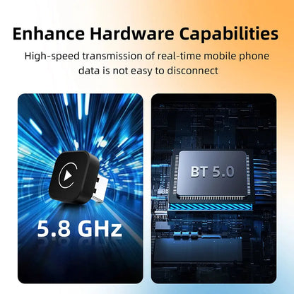 Bezprzewodowy adapter CarPlay Android Auto 2w1 Plug & PlayBezprzewodowy adapter CarPlay Android Auto 2w1 Plug & Play – wygoda bez kabli Uwolnij się od kabli i korzystaj z CarPlay oraz Android Auto bezprzewodowo dzięki kompaktowemu adapterowi 2w1, który zm